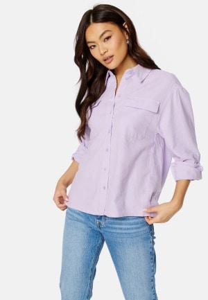 ONLY Caro L/S Oversized Linen Blend Shirt Pastel Lilac L