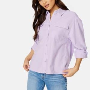 ONLY Caro L/S Oversized Linen Blend Shirt Pastel Lilac XS