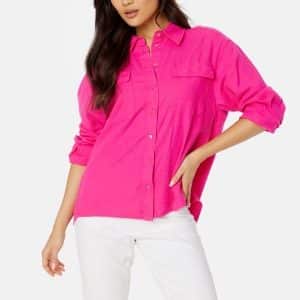 ONLY Caro L/S Oversized Linen Blend Shirt Pink Yarrow L
