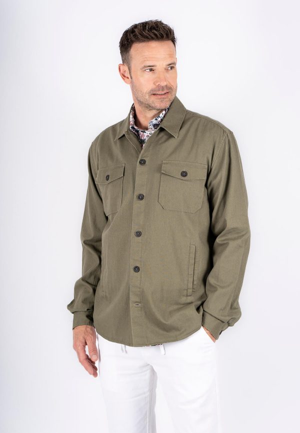 Pre End - Halton overshirt / hørskjorte I grøn
