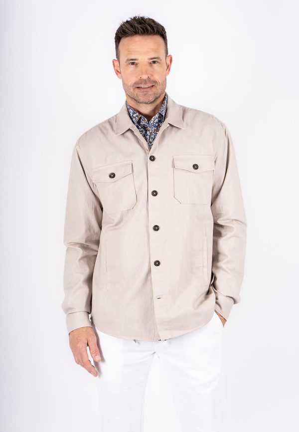 Pre End - Halton overshirt / hørskjorte I sand