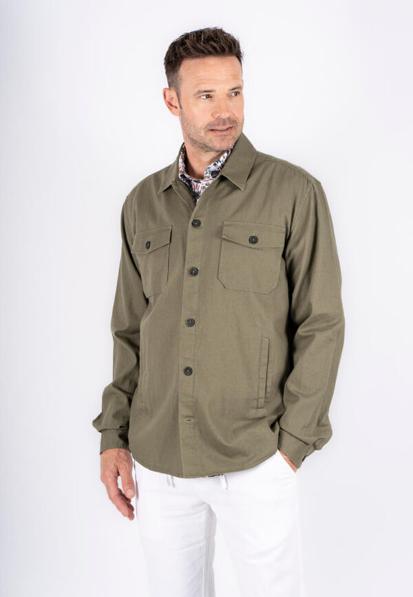 Pre End - Halton overshirt / hørskjorte I grøn